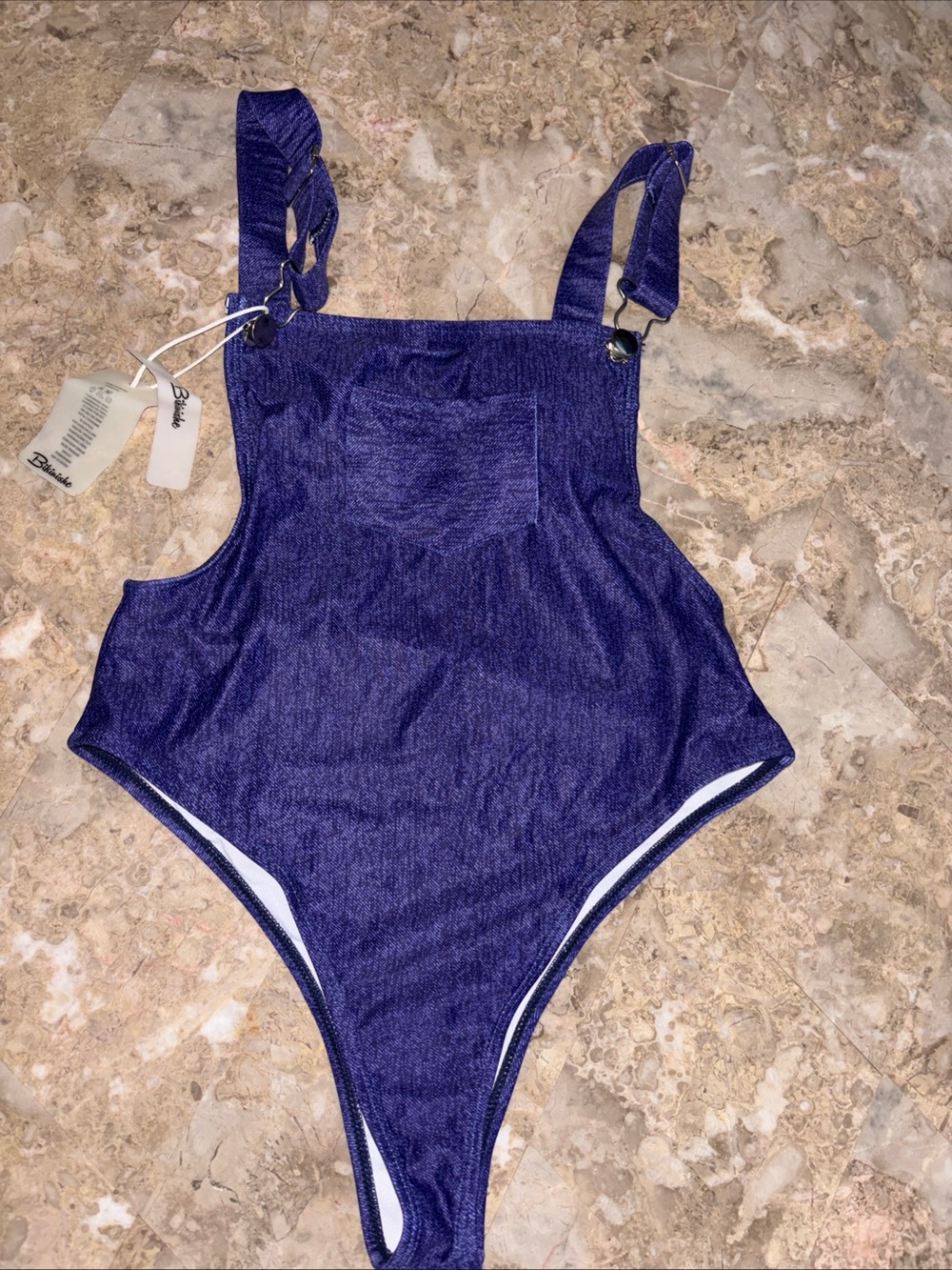 Women's Navy Blue One-Piece Swimsuit with Adjustable Straps - Picture 6 of 11